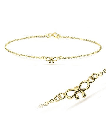 Adorable Bow Gold Plated Silver Anklet ANK-197-GP